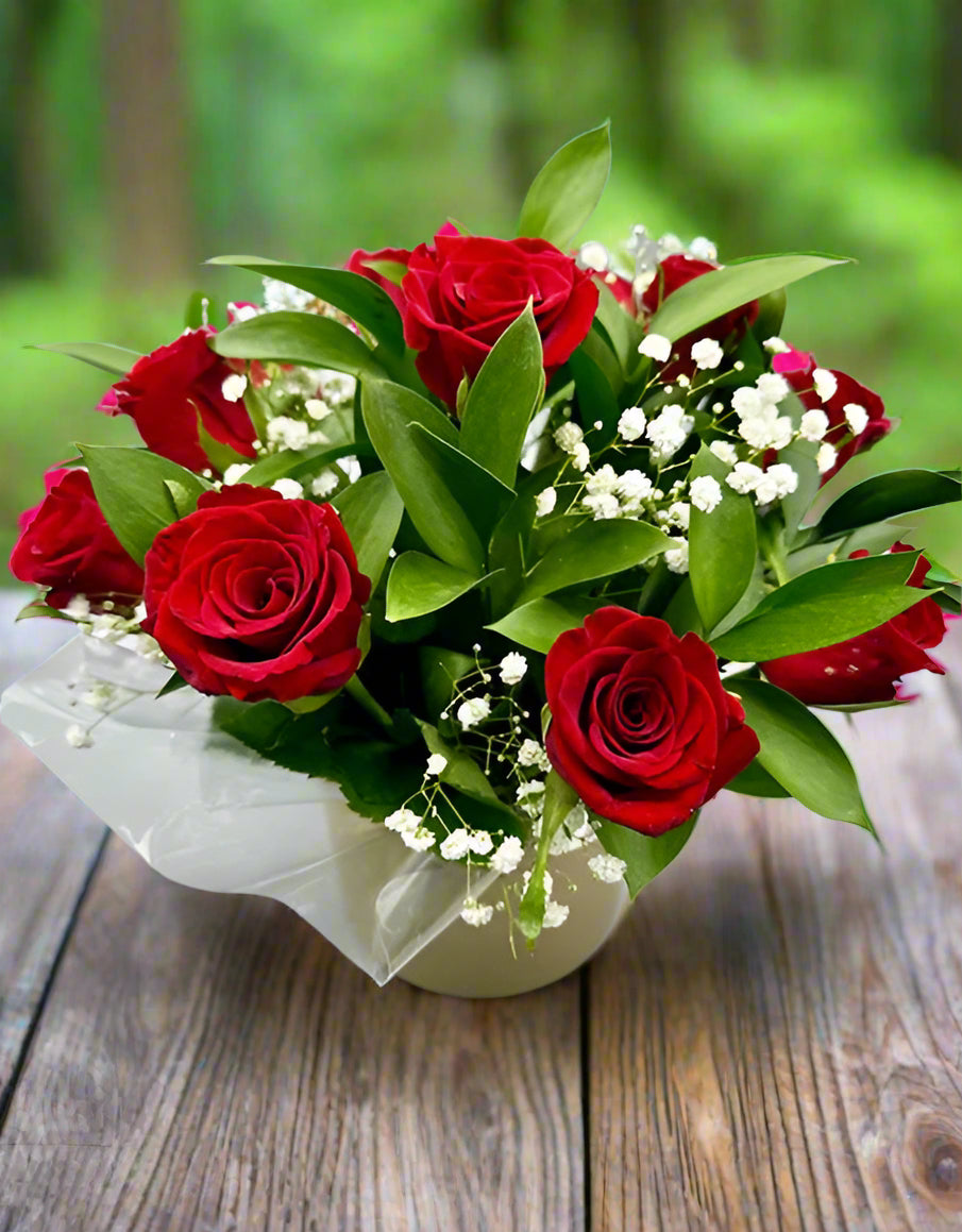 Golden Red Rose Arrangement - Impala Online