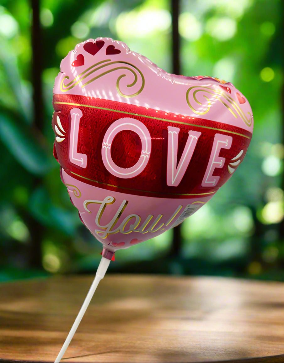 LOVE YOU - Pink and Red Stick Balloon - Impala Online