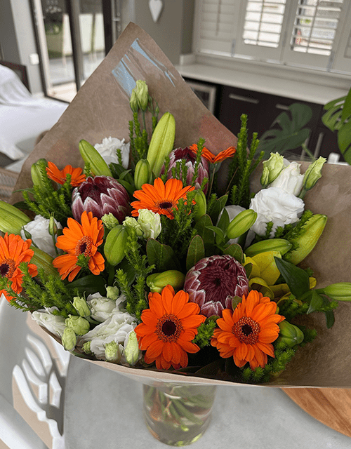 Protea Orange Mix Bouquet - Impala Online