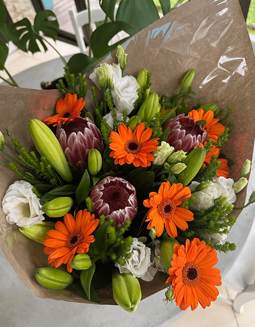 Protea Orange Mix Bouquet - Impala Online