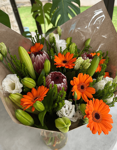 Protea Orange Mix Bouquet - Impala Online