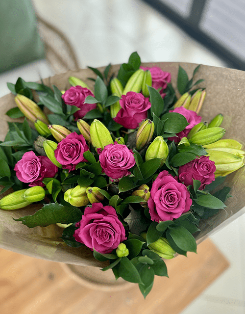 Sensational pink Rose and Lily Mix Bouquet - Impala Online