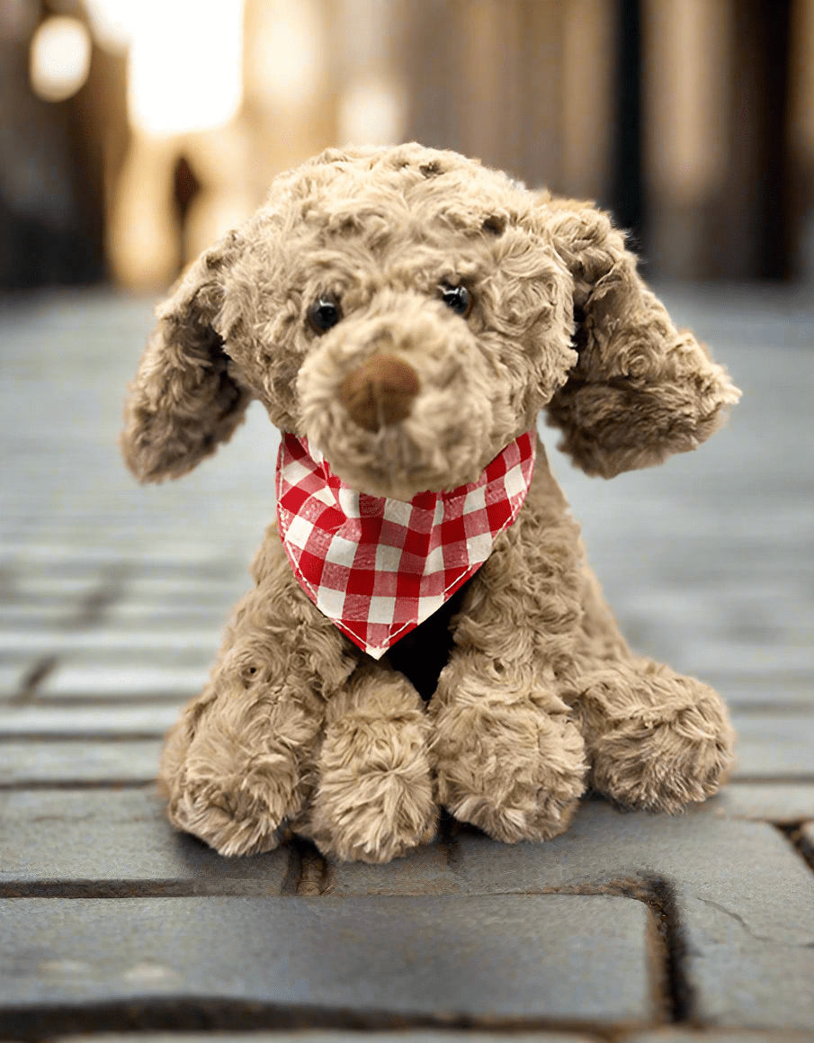 Soft Puppy Teddy with gingham bandana - Impala Online