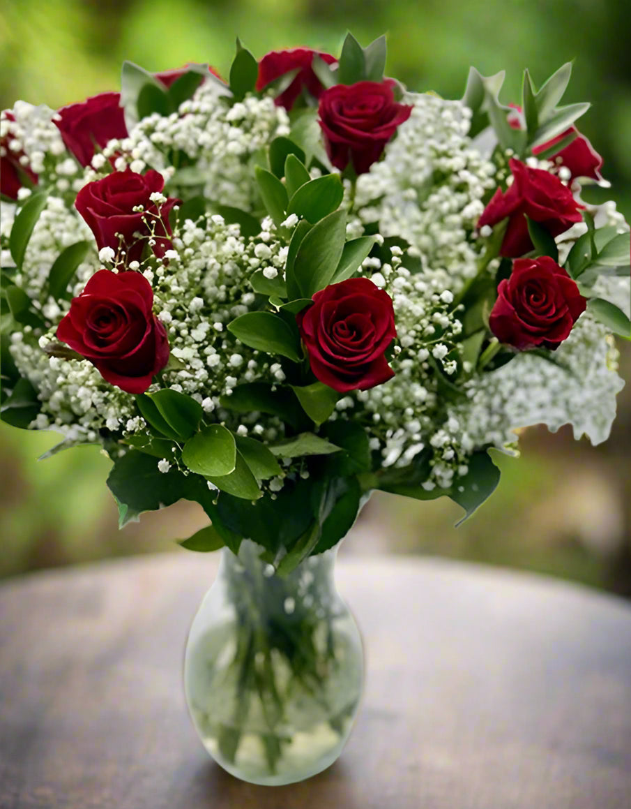 Ruby Red Roses in Vase (Medium) - Impala Online